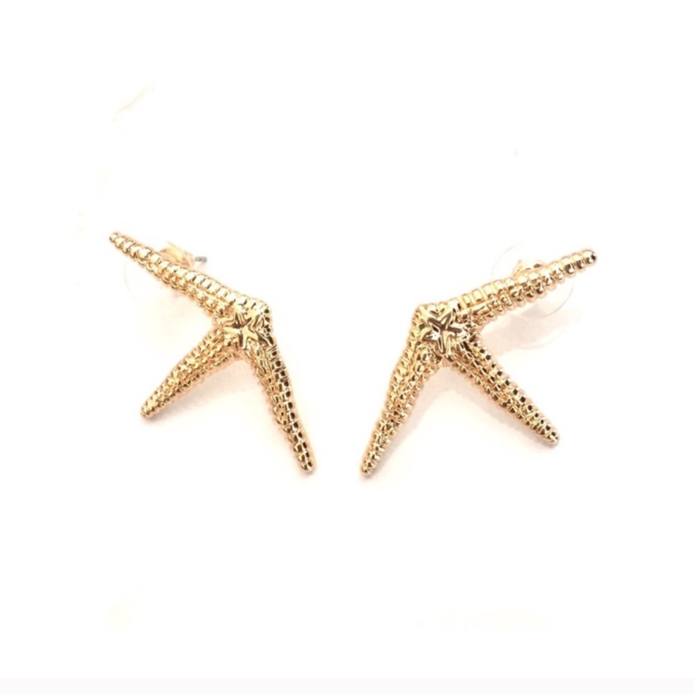 NWT Modern Half Starfish Gold Earrings